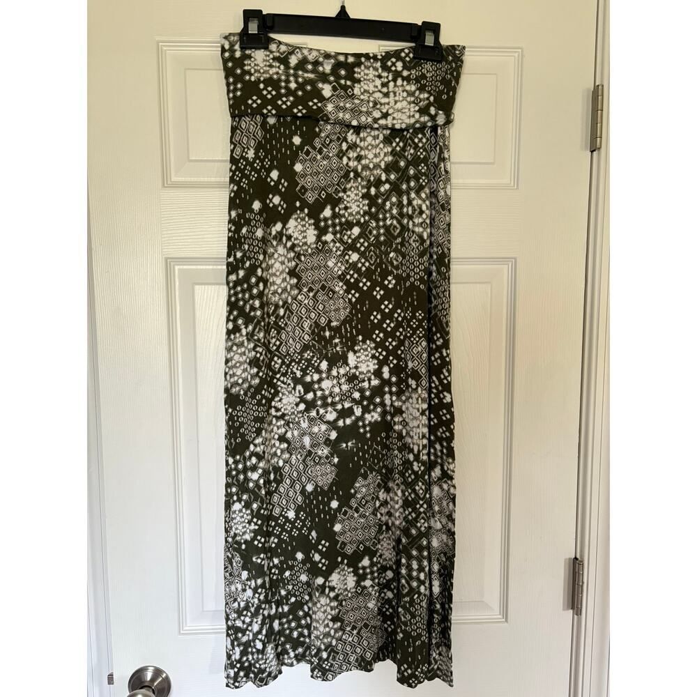 Sonoma Abstract Print Maxi Skirt Green White Small